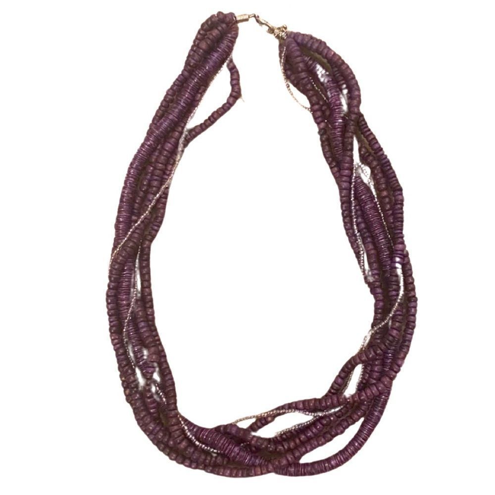 Beautiful purple beaded necklace with silver clasp